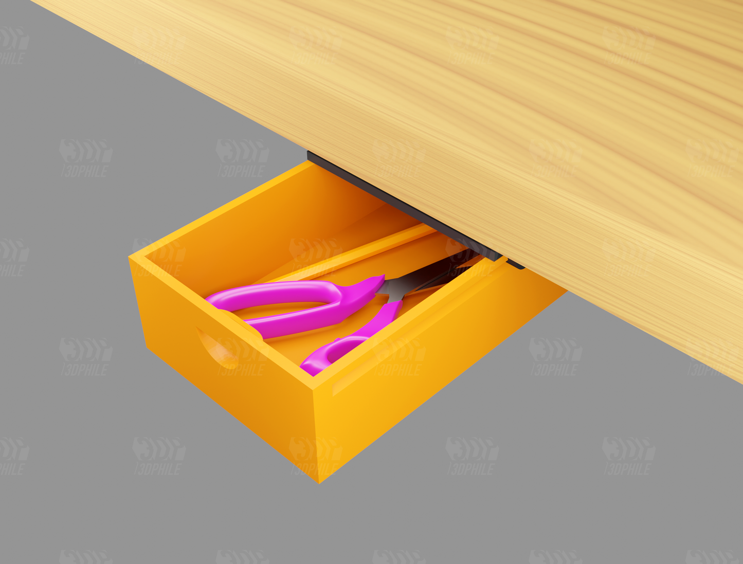 Under-desk utility drawer tool drawer box