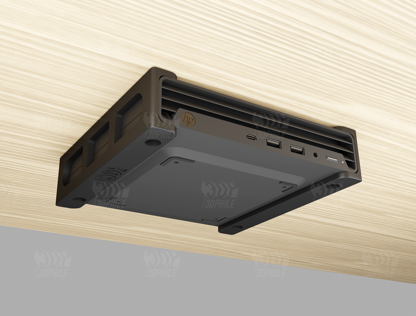 HP ProDesk 400 G6 and HP EliteDesk 800 Series MiniPC under-desk mounting bracket