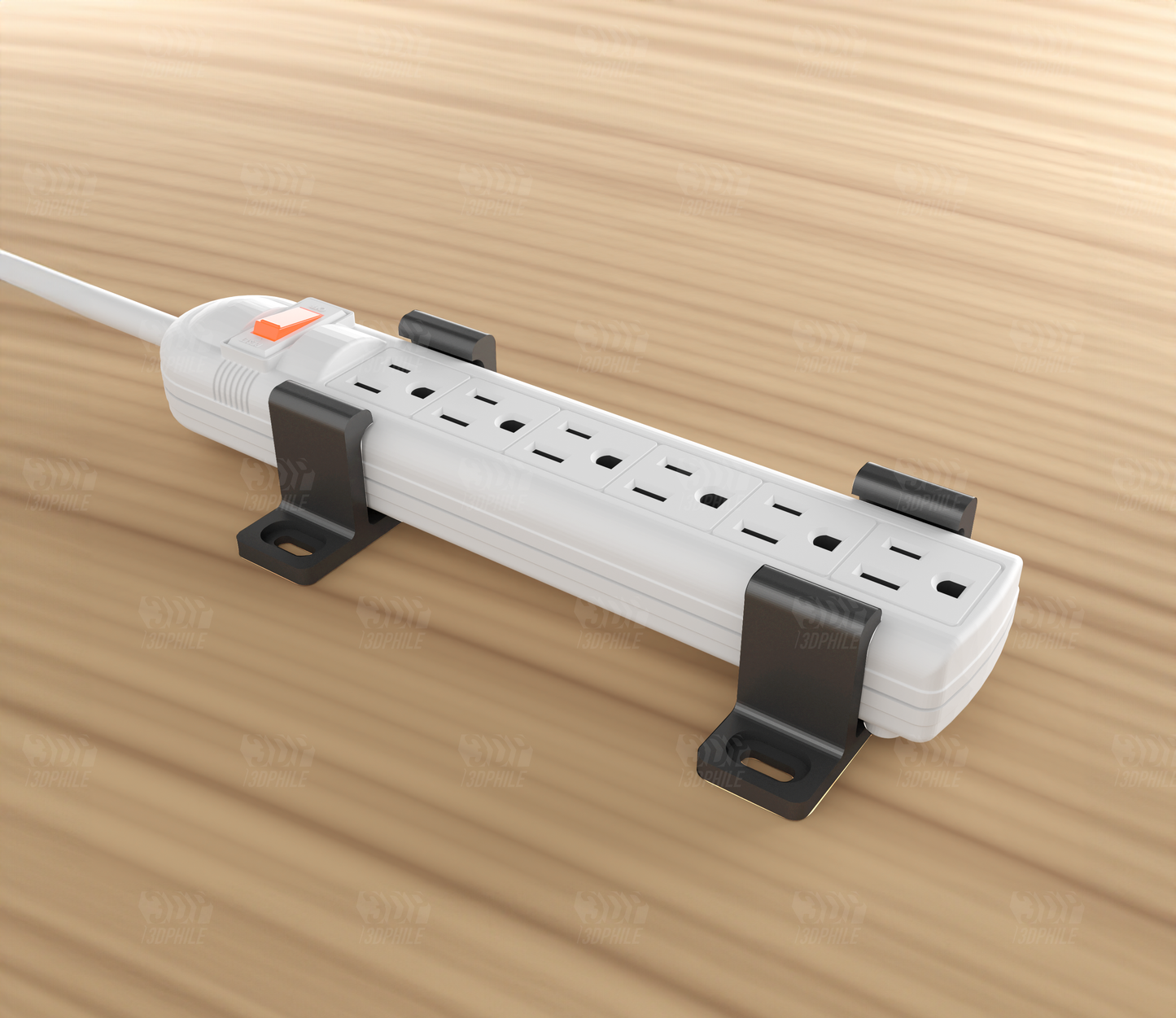 Power strip under-desk wall mounting bracket