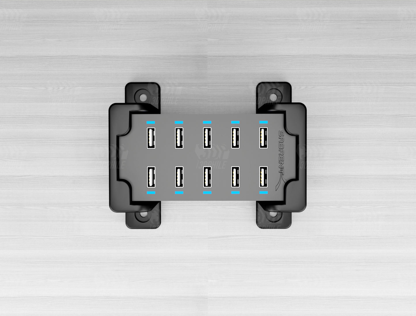 Sabrent AX-TPCS USB 10-Port charger hub under-desk mount