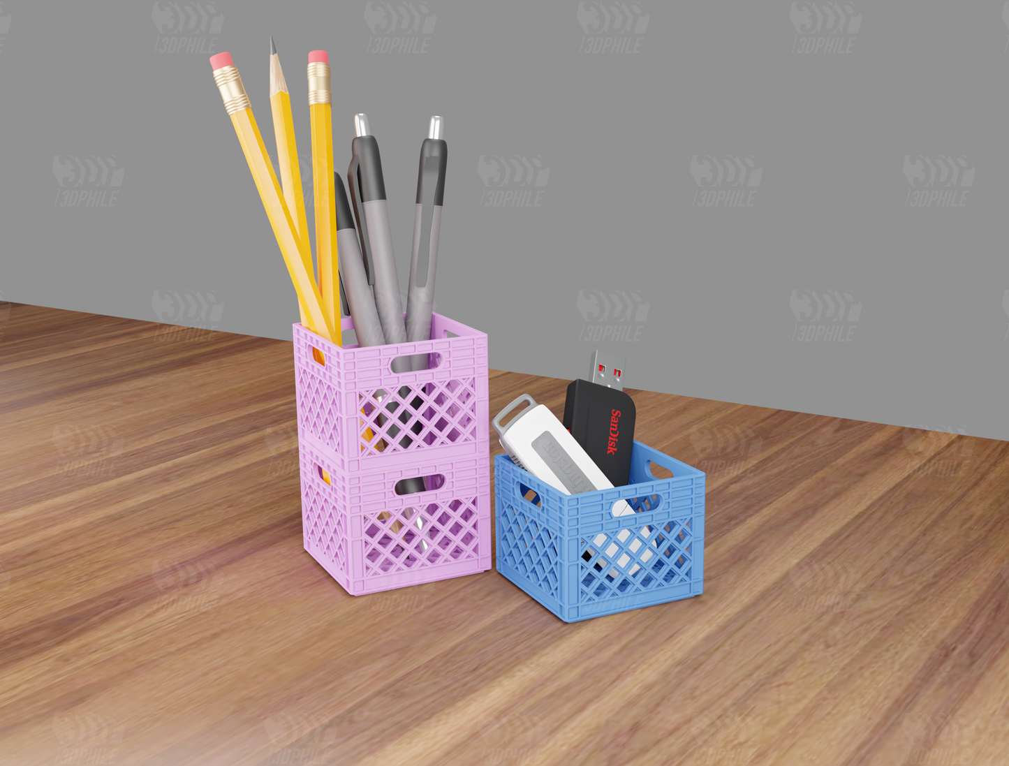 Mini crate miniature milk box desk organizer