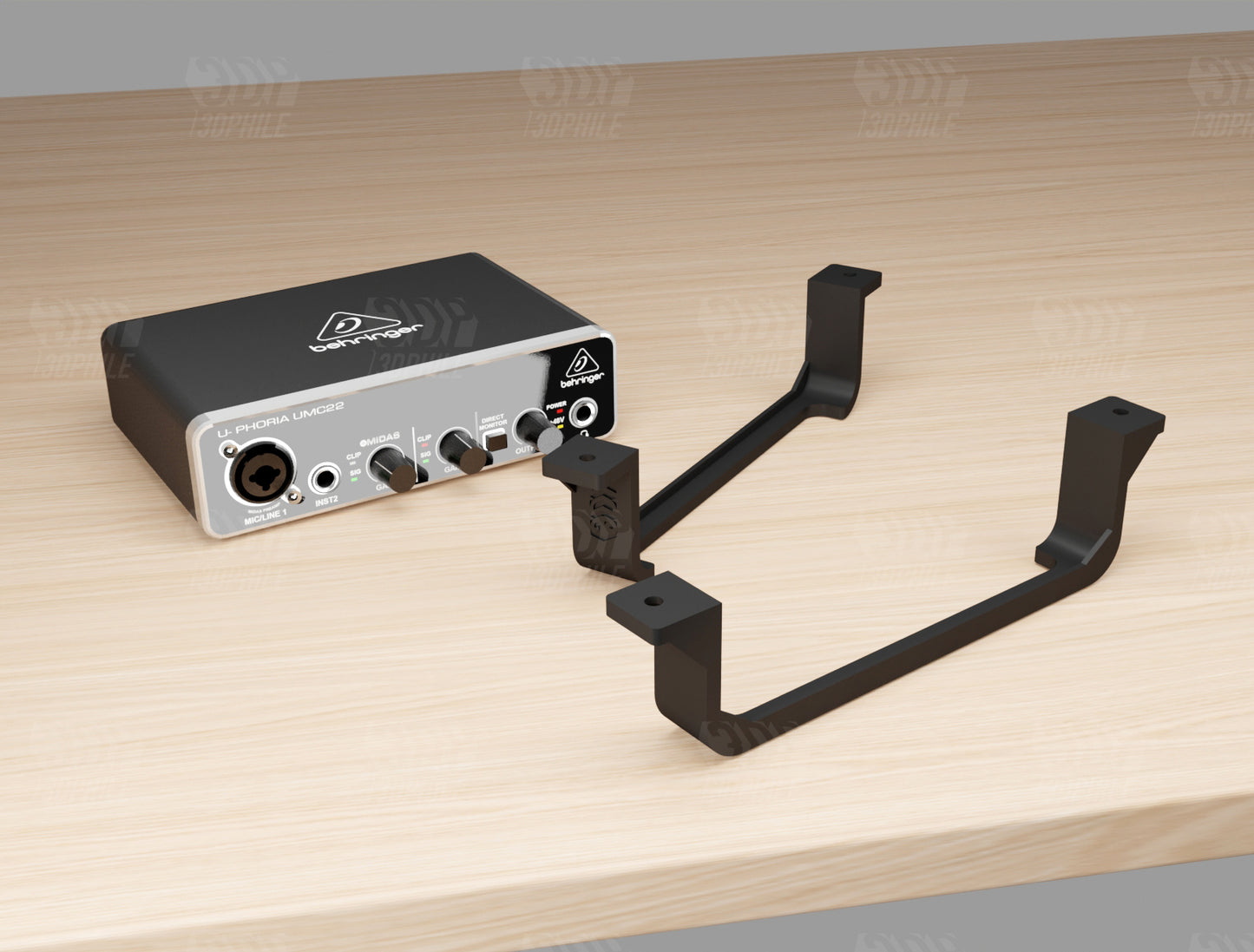 Behringer U-Phoria UMC22 under-desk mounting brackets mount